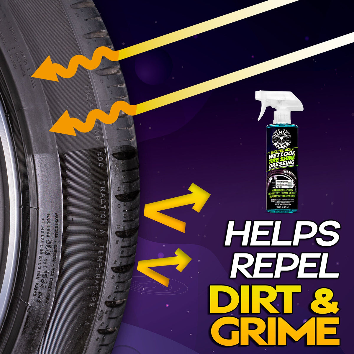 Galactic Black Wet Look Tire Shine Dressing - image 3