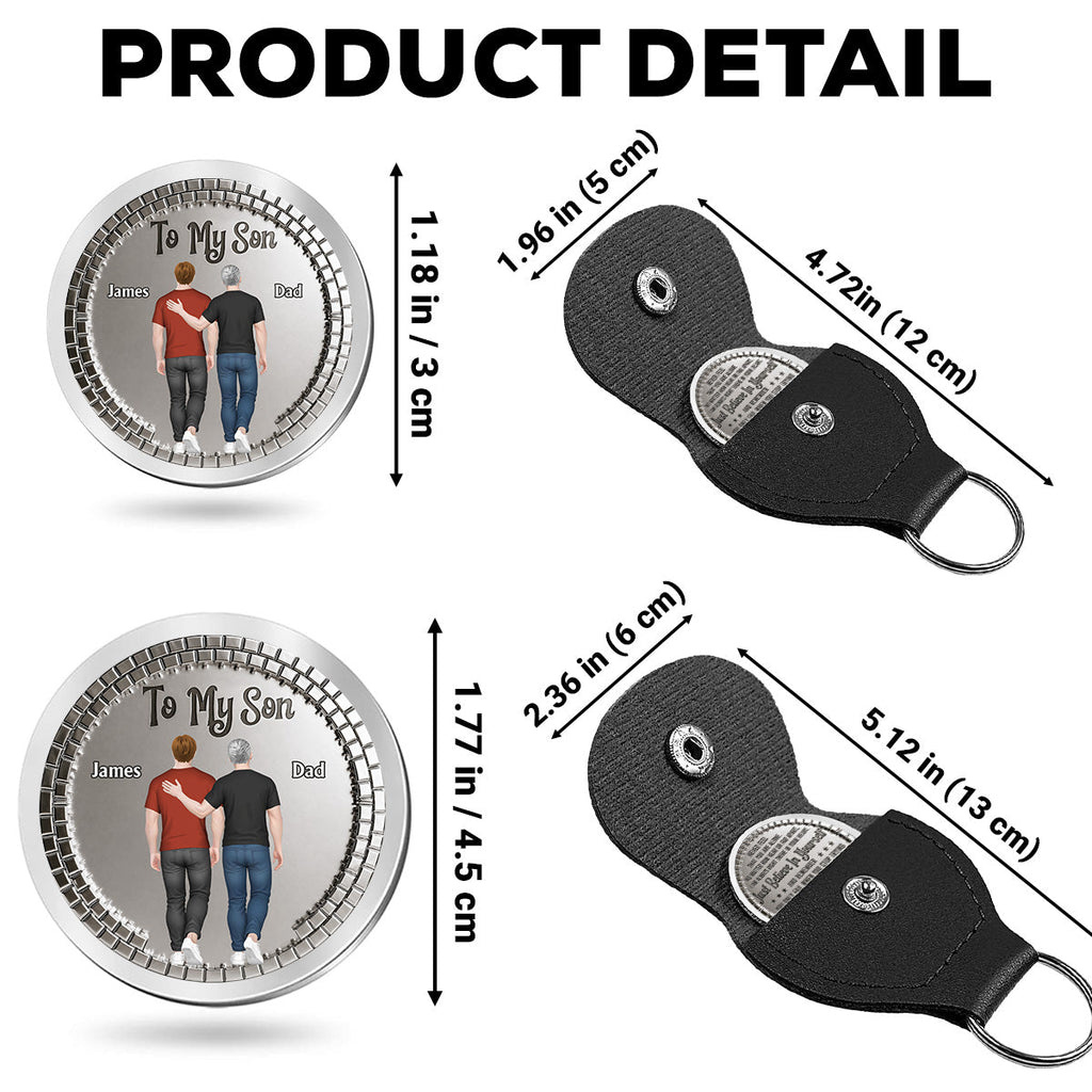 Custom Son Coin Keychain, Father's Day Birthday Gifts • You Only Fail When You Stop Trying - Personalized Pocket Hug