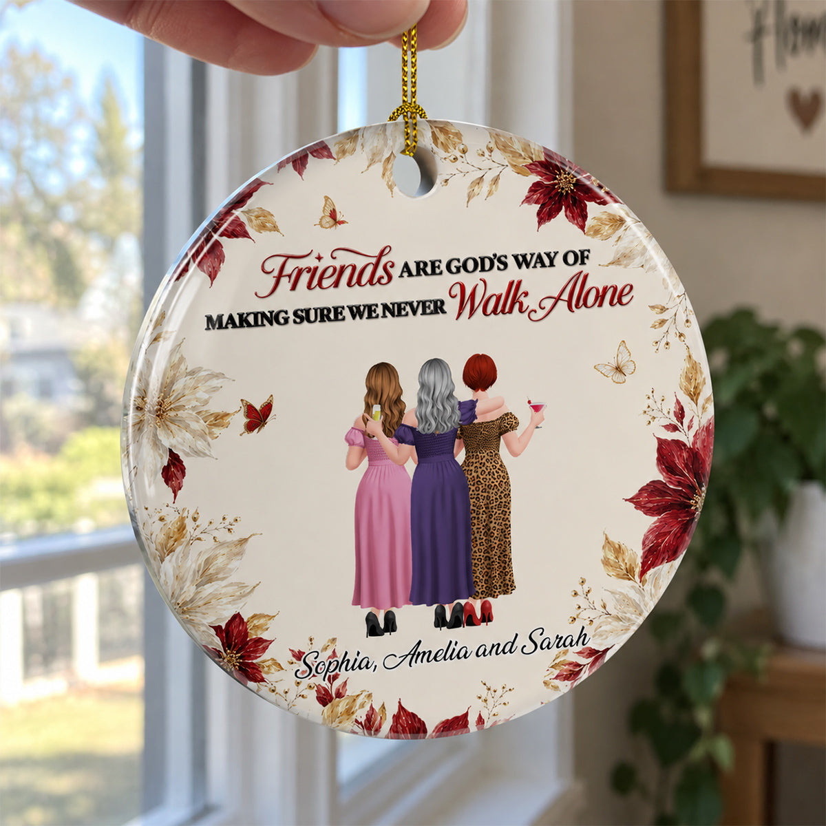Custom Keepsake Christmas Ornament •  Never Walk Alone - Personalized Ceramic Ornament