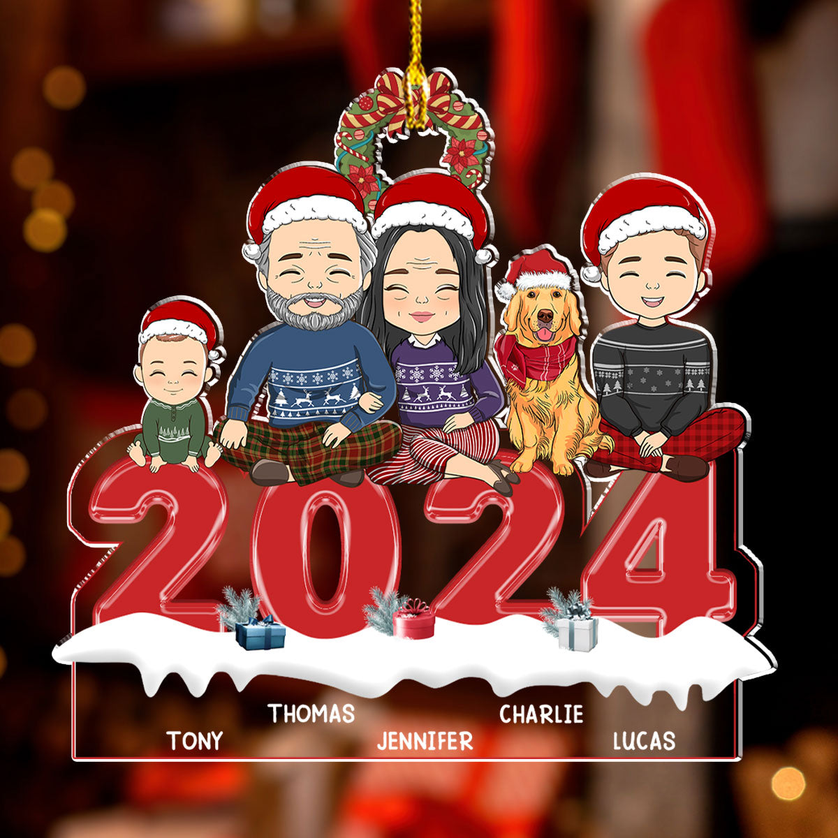 Custom Family Ornament, Christmas Gift for Family Members •  Family 2024 - Personalized Acrylic Ornament