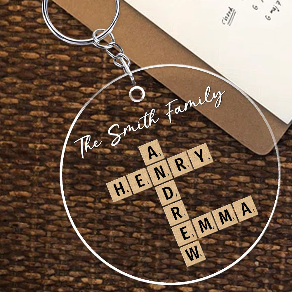 Family Besties Coworker Crossword Art - Personalized Acrylic Keychain