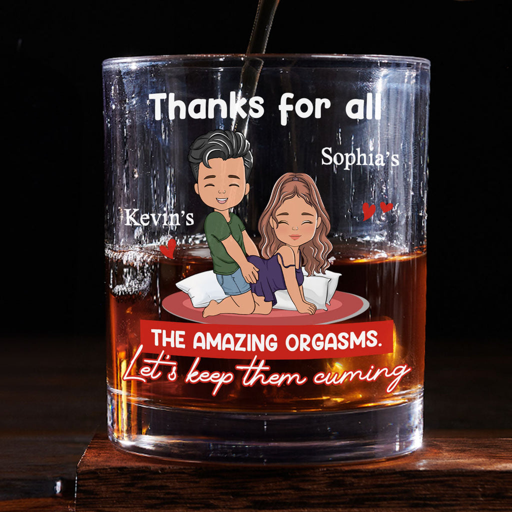 Custom Christmas Anniversary Birthday Drinkware Gifts for Couple • Thanks For All The Good Things - Personalized Whiskey Glass