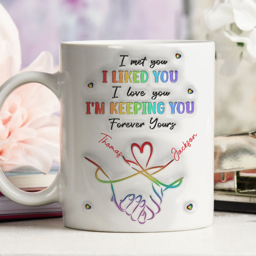 Custom Anniversary Keepsake Gifts For Couple • I Love You Love Is Love - Personalized 3D Inflated Effect Mug