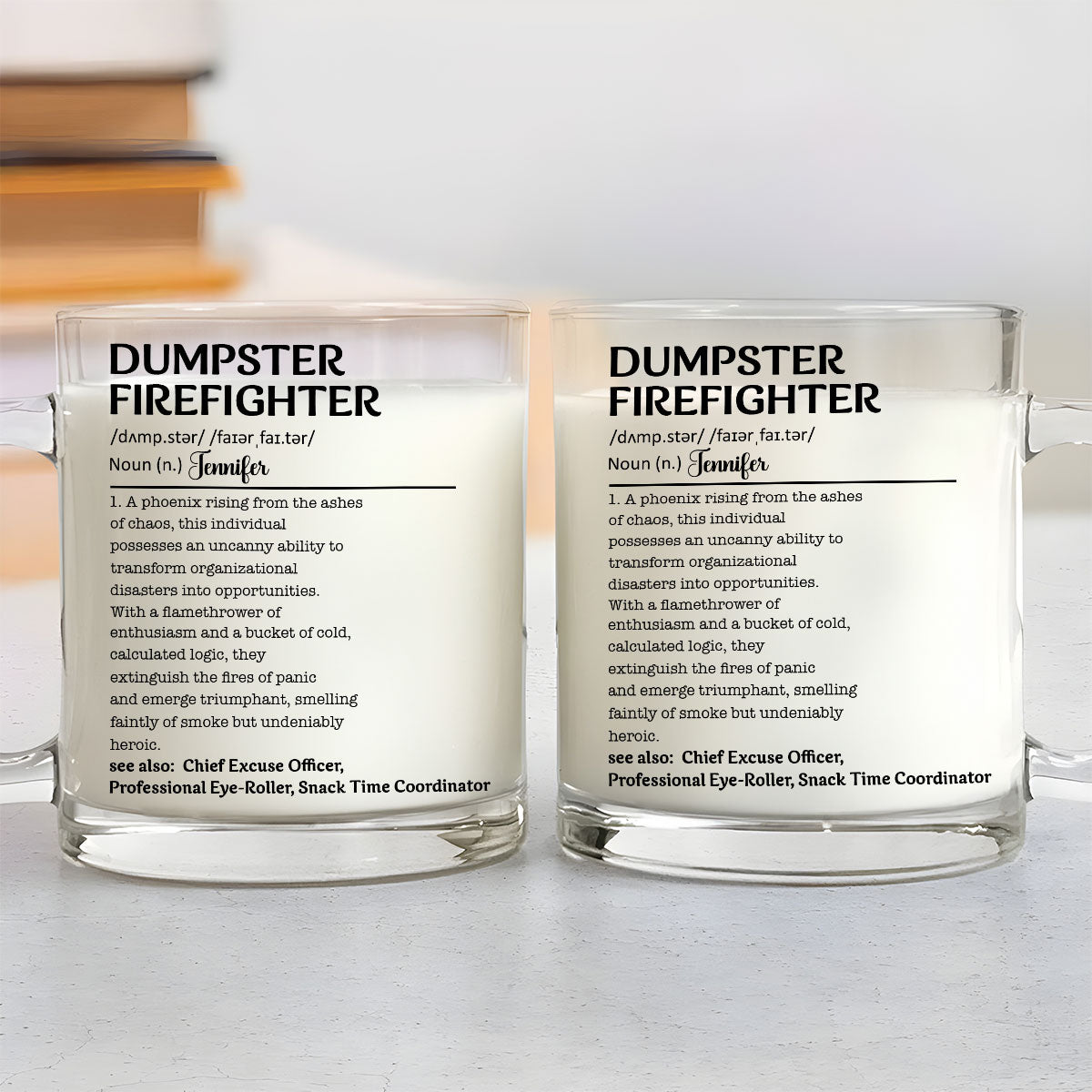 Custom Christmas & Birthday Keepsake Gift • Dumpster Firefighter- Personalized Glass Mug