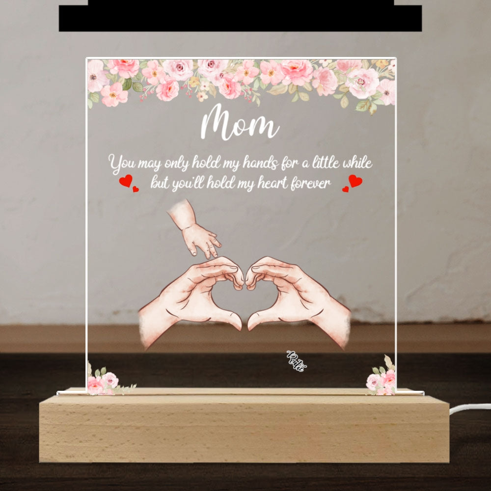 Custom Mother's Day Gift for Mom Grandma • Hold Our Hearts - Personalized LED Light