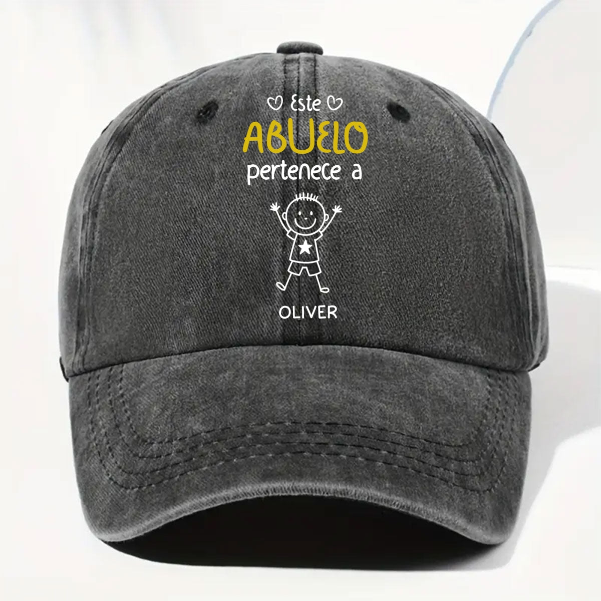 Este Abuelo Papá Pertenece A versión 2 - Gorra de Mezclilla Vintage Lavada Personalizada