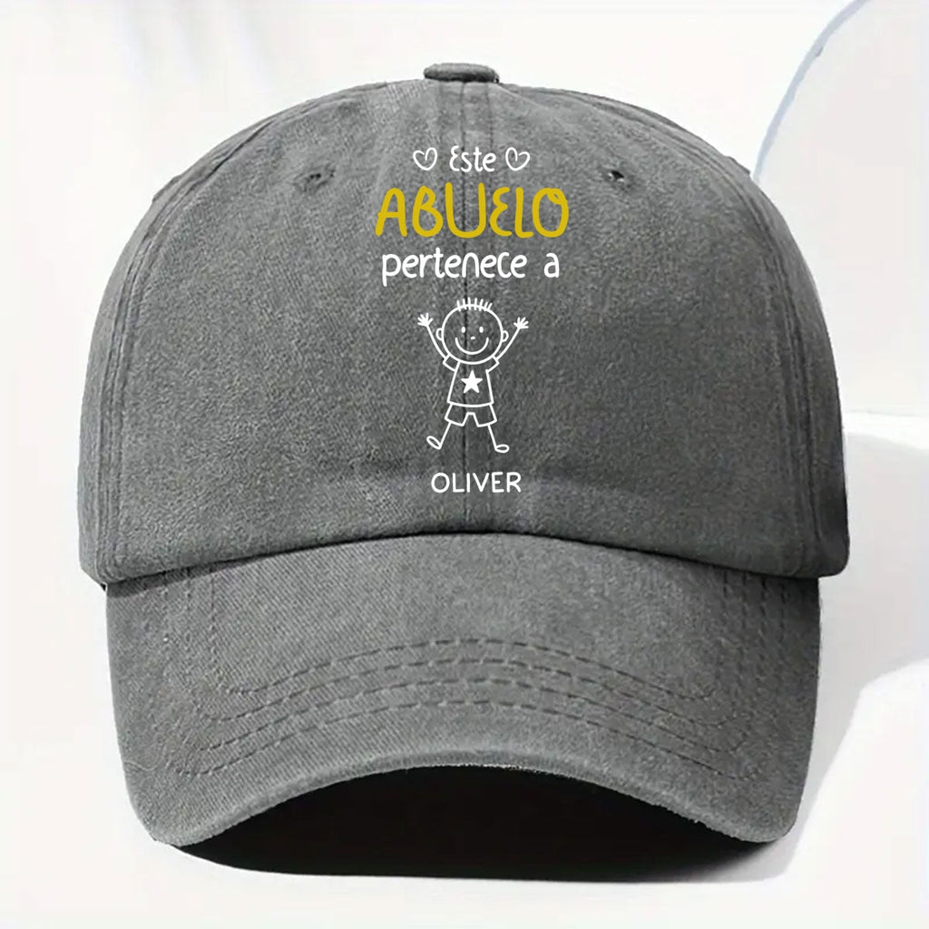 Este Abuelo Papá Pertenece A versión 2 - Gorra de Mezclilla Vintage Lavada Personalizada
