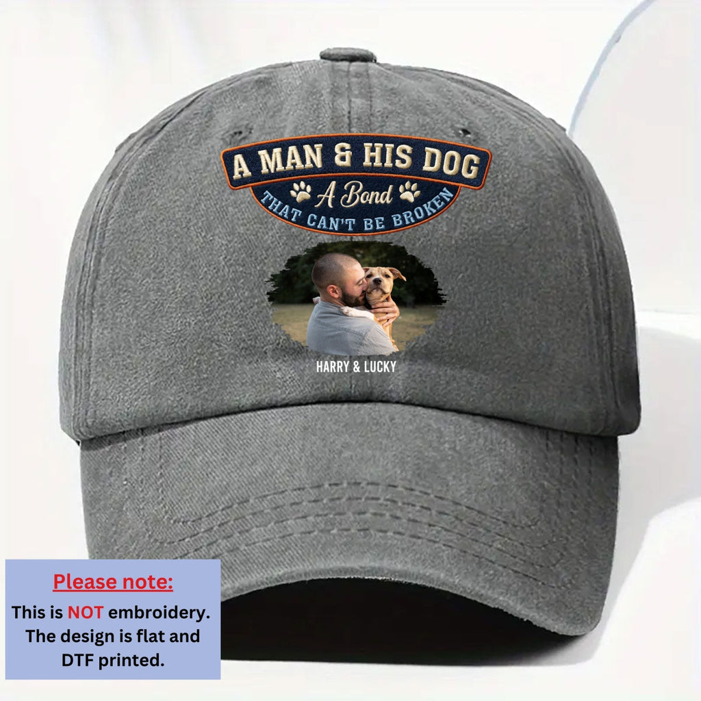Custom Christmas Headwear Birthday Gifts for Dog Parents • Forever My Dog Photo - Personalized Vintage Washed Denim Cap