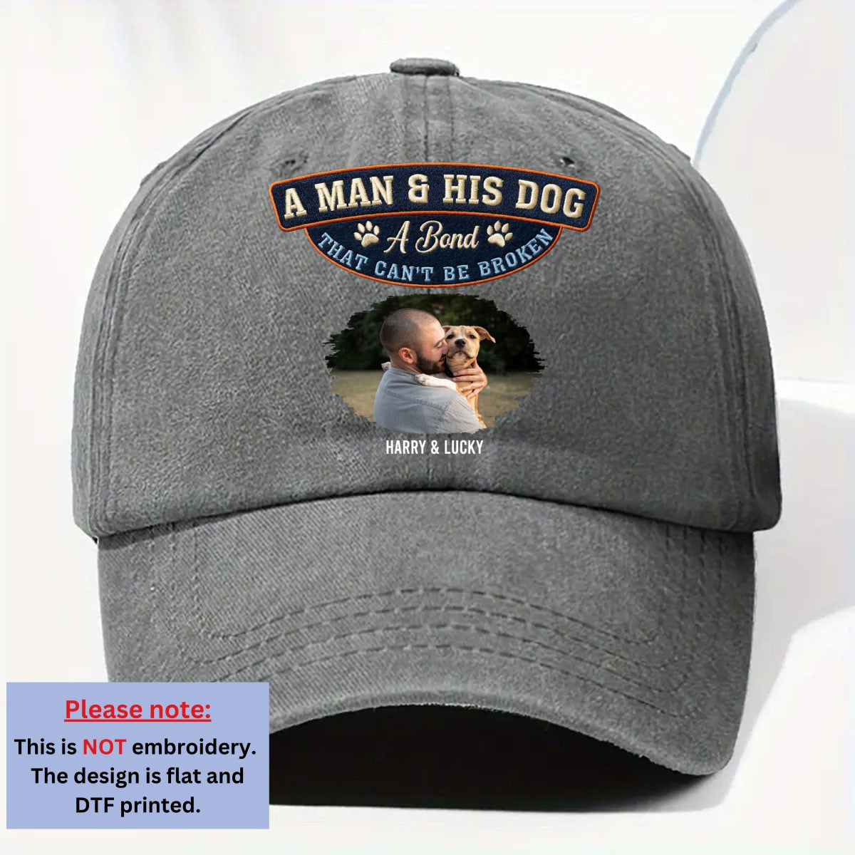 Custom Christmas Headwear Birthday Gifts for Dog Parents • Forever My Dog Photo - Personalized Vintage Washed Denim Cap