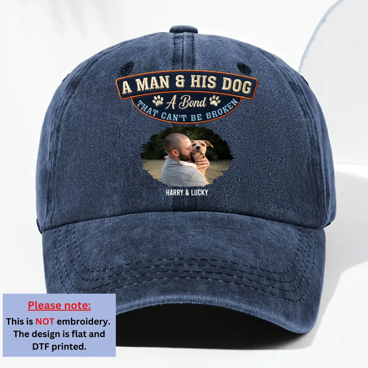 Custom Christmas Headwear Birthday Gifts for Dog Parents • Forever My Dog Photo - Personalized Vintage Washed Denim Cap