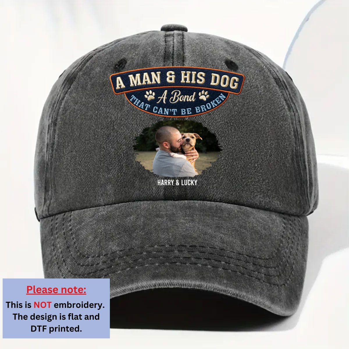 Custom Christmas Headwear Birthday Gifts for Dog Parents • Forever My Dog Photo - Personalized Vintage Washed Denim Cap