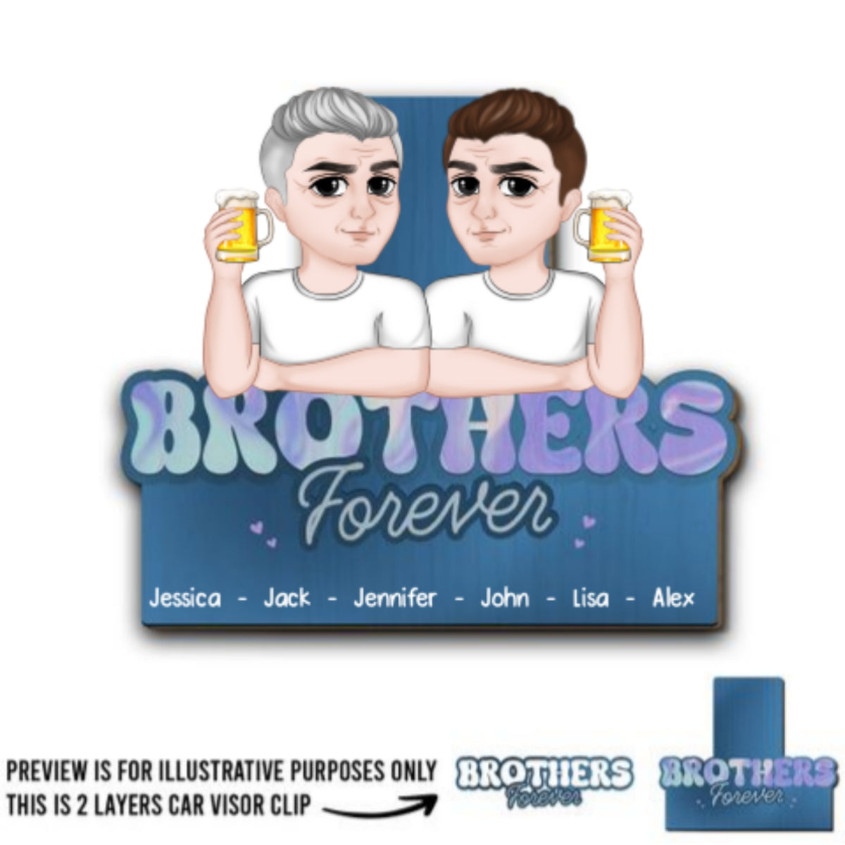 Brother And Sister Forever - Personalized Car Visor Clip