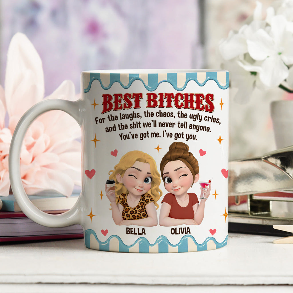Custom Best Friend, Christmas & Birthday Friendship Keepsake Gift • For The Laughs We Shared - Personalize Coffee Mug