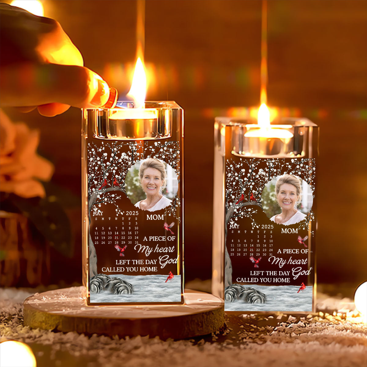 The Moment Your Heart Stopped Mine Changed Forever - Personalized Crystal Candle Holder