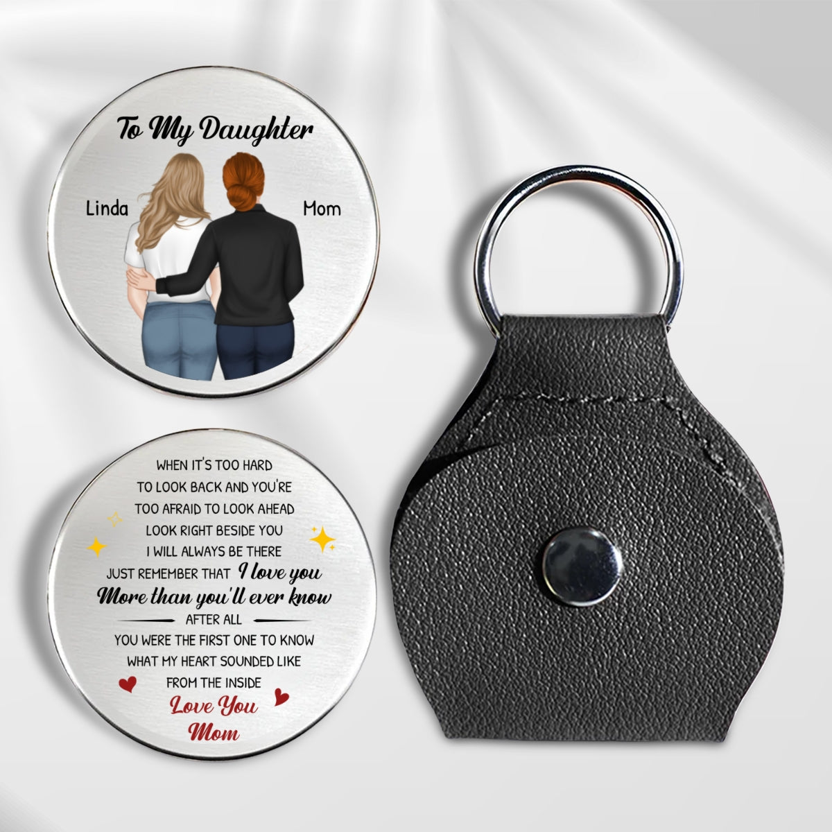 Custom Daughter Coin Keychain, Mother's Day Birthday Gifts • Love You More Than You Ever Know - Personalized Pocket Hug