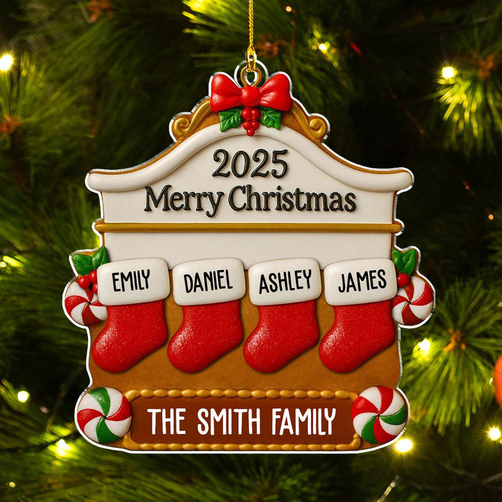 Custom Family Ornament, Christmas Gift for Family Members •  Christmas Family Stocking - Personalized Acrylic Ornament