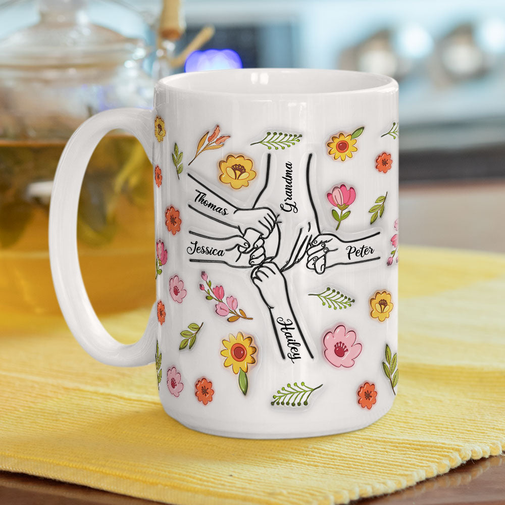 Custom Christmas & Birthday Gift For Grandma • Holding Hands Grandma - Personalized 3D Inflated Effect Mug