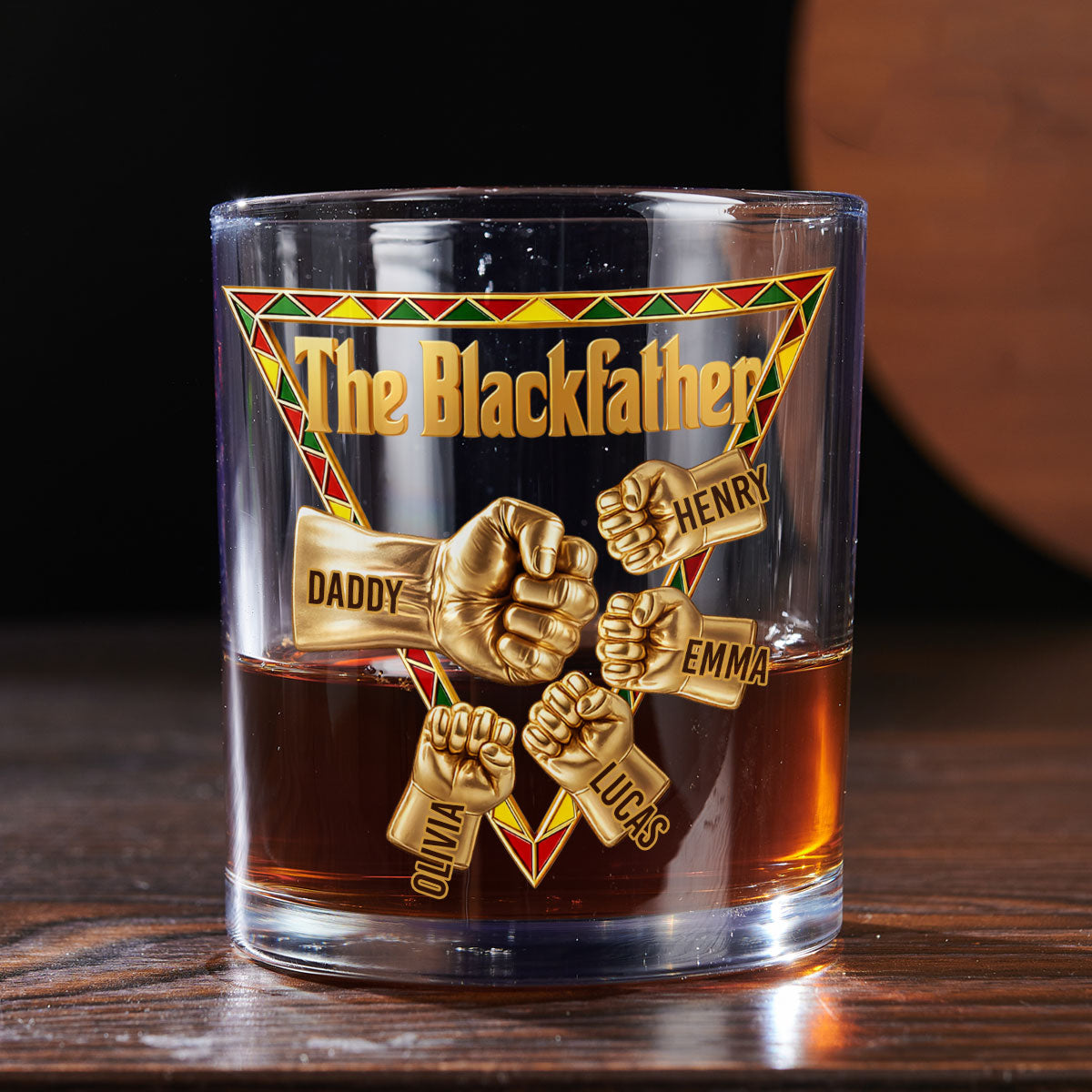 Custom Father's Day Birthday Gifts for Dad • The Blackfather Gold - Personalized Whiskey Glass