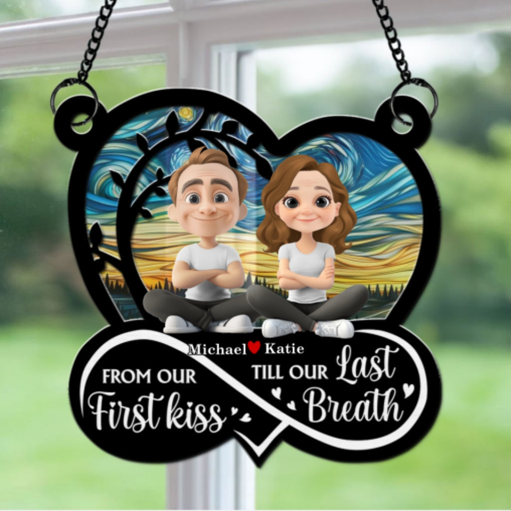Custom Couple Hanging Decor, Anniversary Valentine's Day Gifts • Forever Love You - Personalized Suncatcher