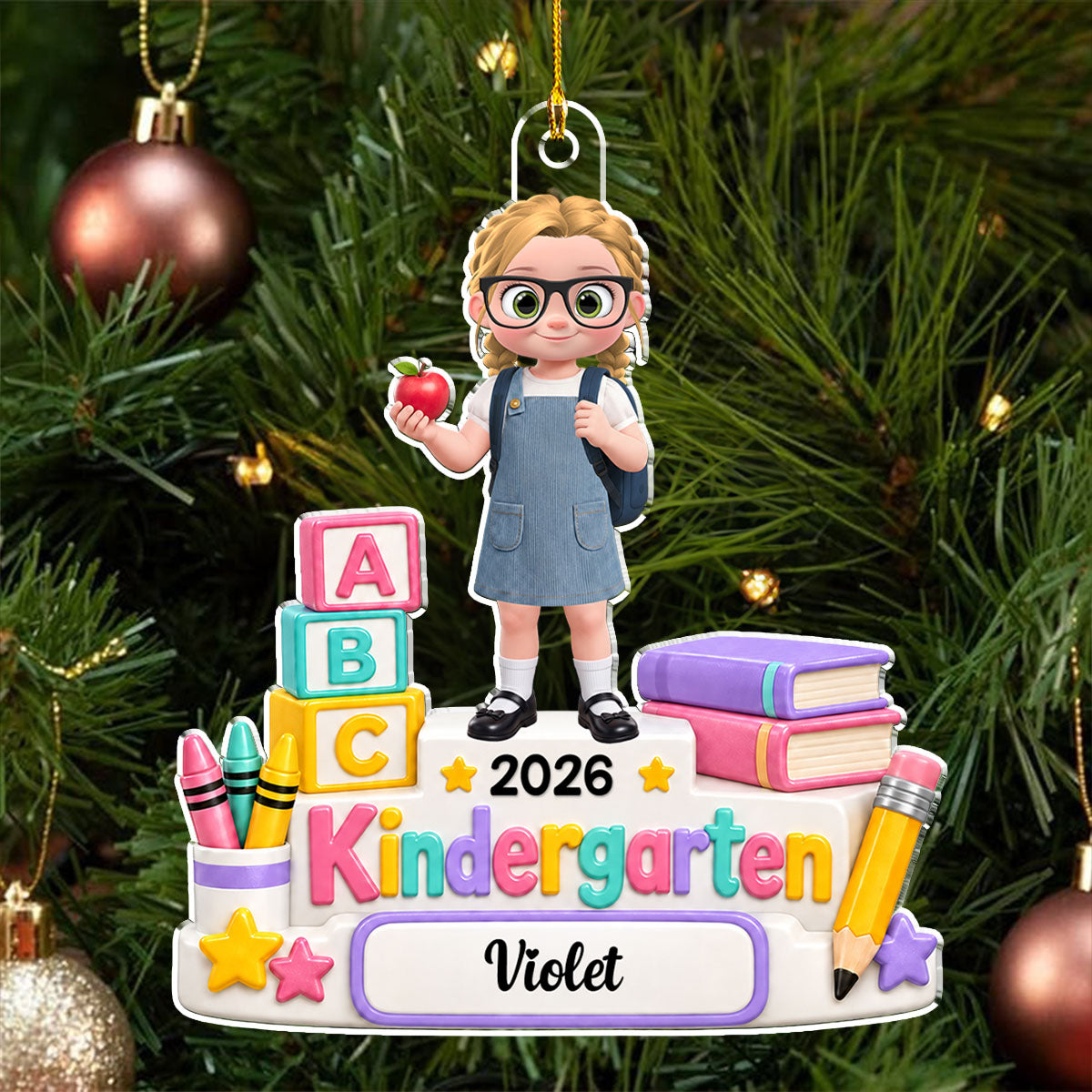 Custom Family Ornament, Christmas Gift for Family Members •  A Big Step Forward - Personalized Acrylic Ornament