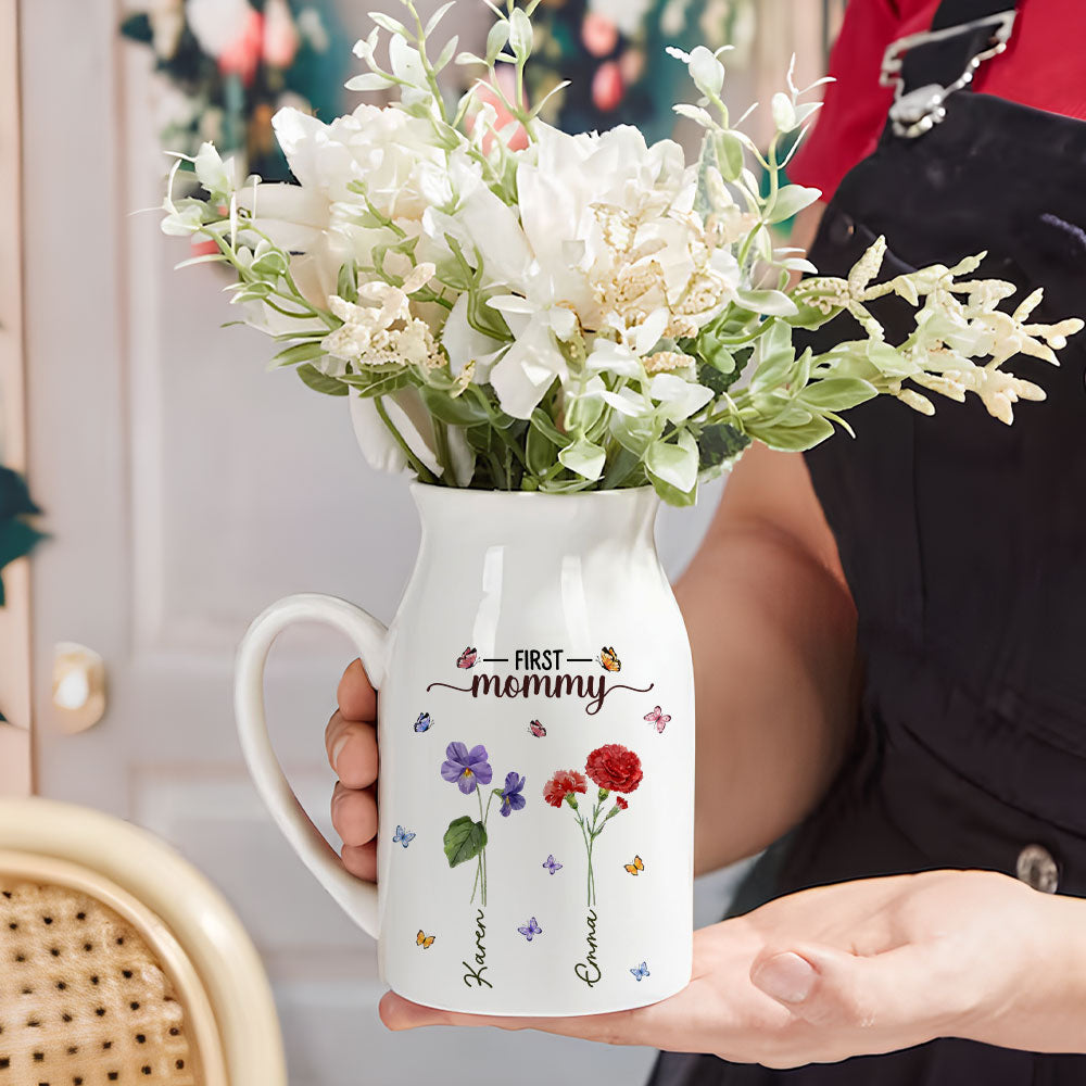 First Mom Now Grandma - Personalized Flower Vase