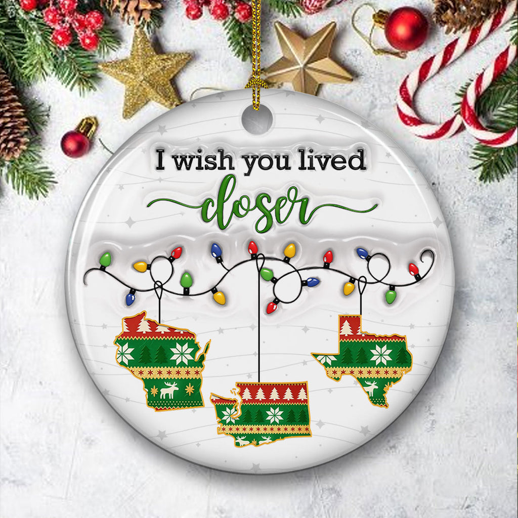 Custom Family Ornament, Christmas Gift for Family Members •  So Far From Me - Personalized 3D Inflated Effect Ceramic Ornament