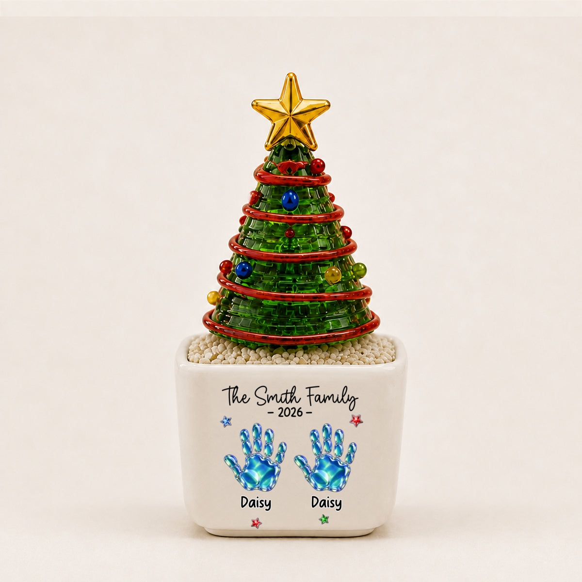 Family Stocking - Personalized Glass Christmas Tree