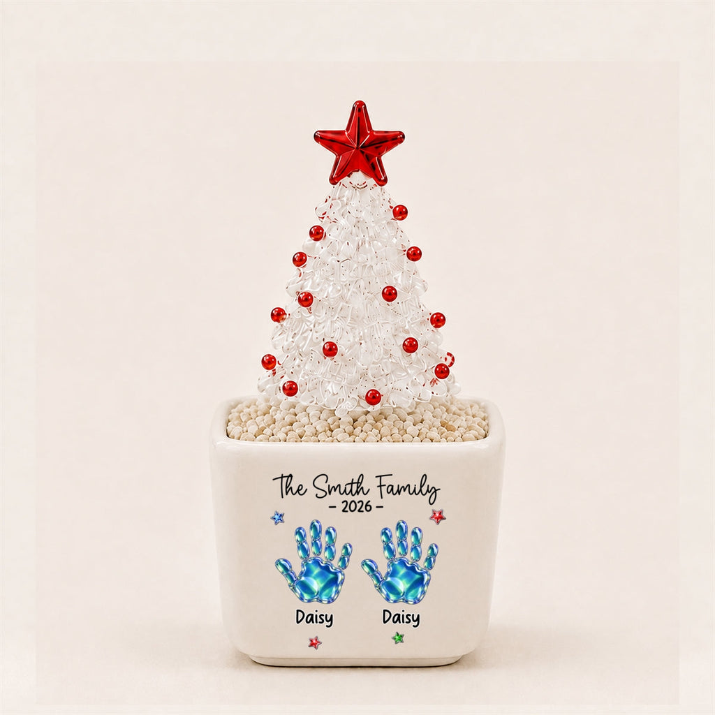 Family Stocking - Personalized Glass Christmas Tree
