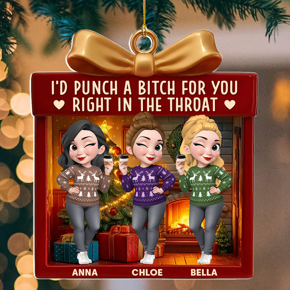 Custom Sister Christmas Ornament •  No Gift Better Than This - Personalized 3D Effect Acrylic Ornament