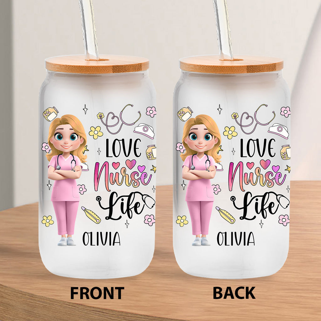 Love Nurse Life - Personalized Glass Can