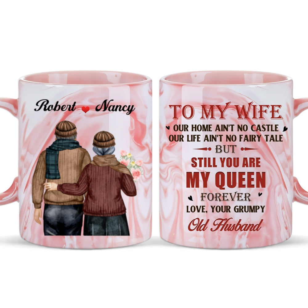 Custom Anniversary Keepsake Gifts For Couple • You Are My Queen Forever - Personalized Pink Marble Mug