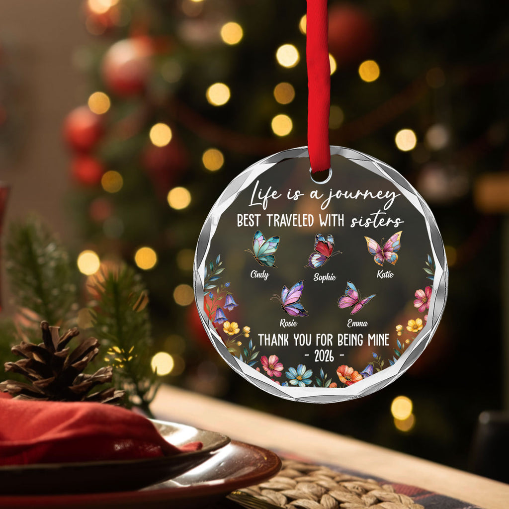 Custom Sister Christmas Ornament •  Best Sisters - Personalized Glass Ornament