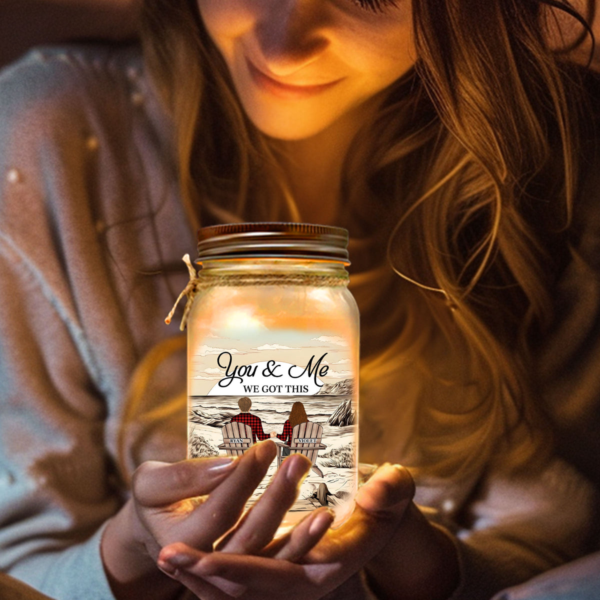 You & Me We Got This - Personalized Mason Jar Light