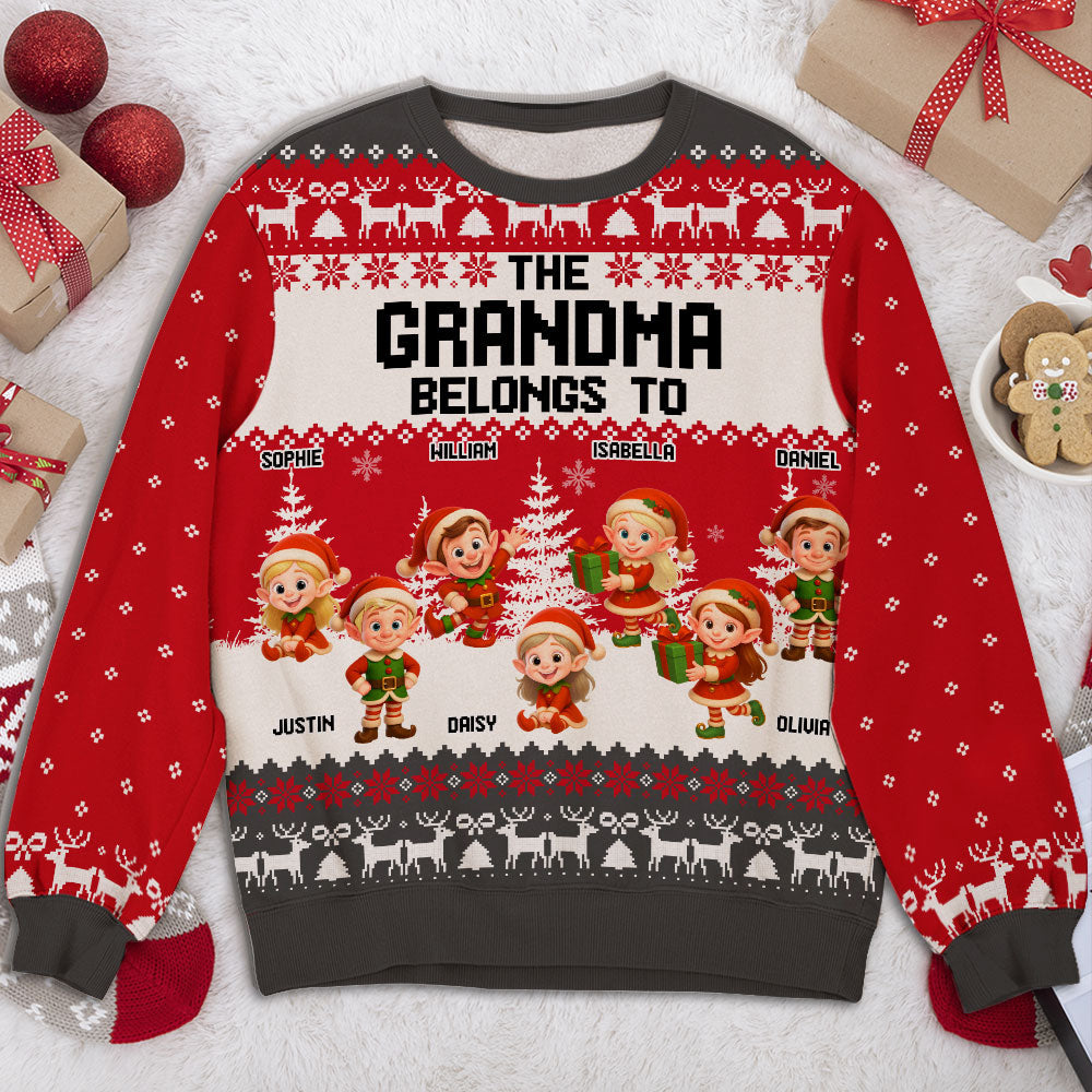 Custom Grandma Christmas Sweatshirt, Gift for Mothers • Grandma Little Elves - Personalized All-Over-Print Sweatshirt