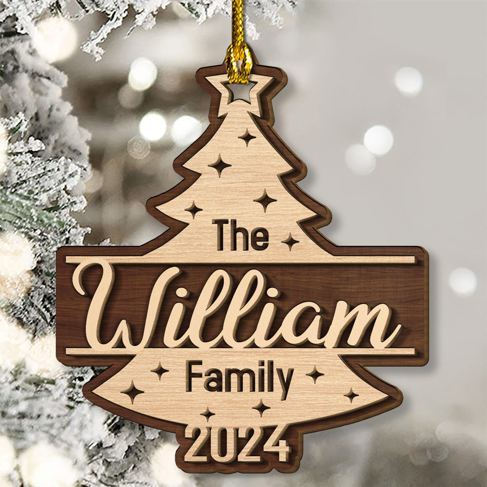 Custom Keepsake Christmas Ornament •  Family Name Christmas - Personalized 2-layered Wood Ornament