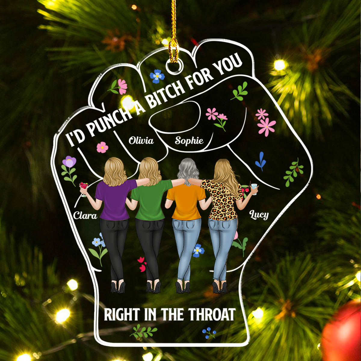Custom Friendship Christmas Ornament, Best Friend Gift •  Punch For Friendship - Personalized Acrylic Ornament