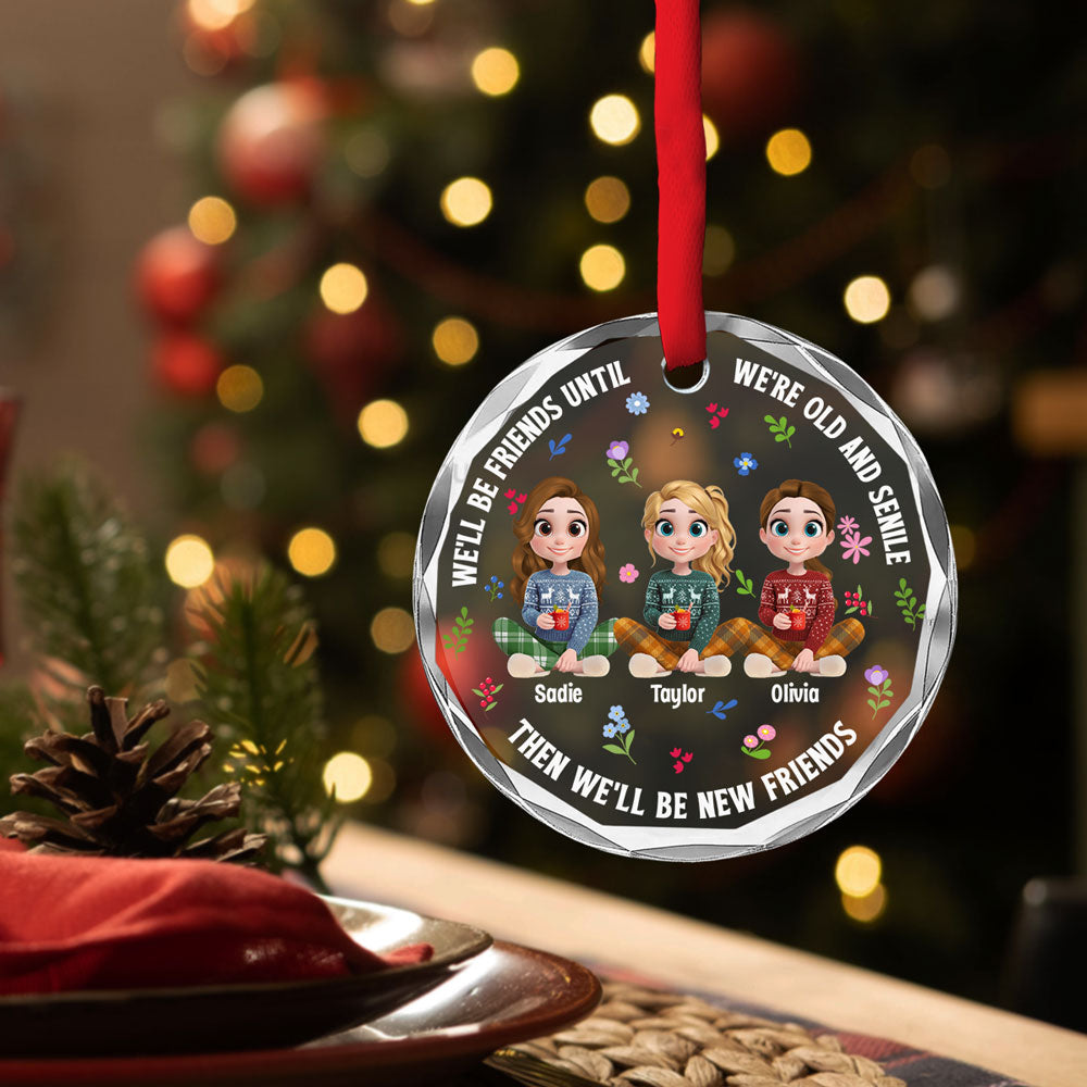 Custom Friendship Christmas Ornament, Best Friend Gift •  Best Besties Ever - Personalized Glass Ornament