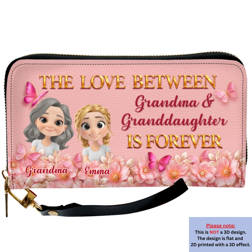 Grandma Butterfly And Flower - Personalized 3D Effect Leather Wallet