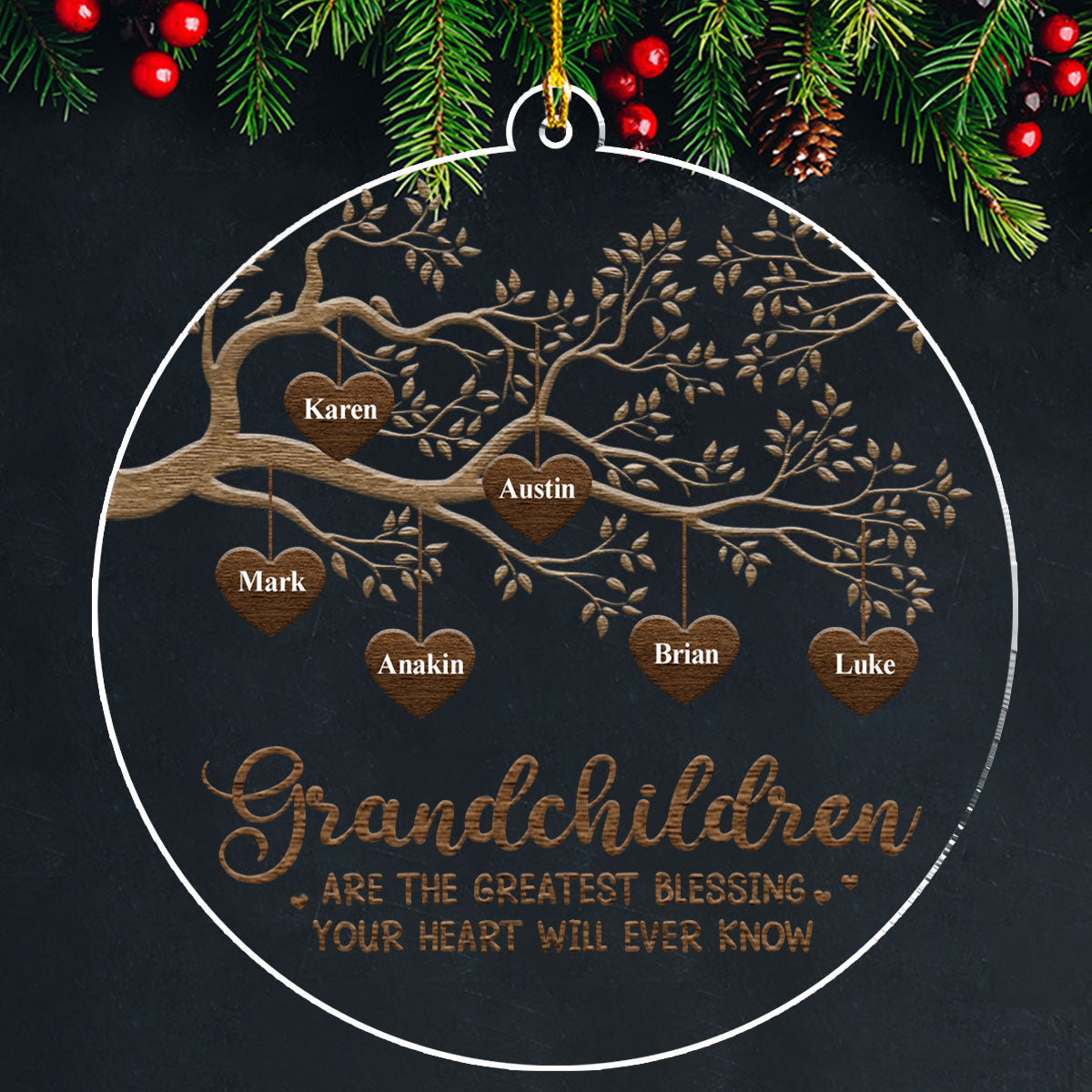 Custom Family Ornament, Christmas Gift for Family Members •  The Greatest Blessing - Personalized Acrylic Ornament
