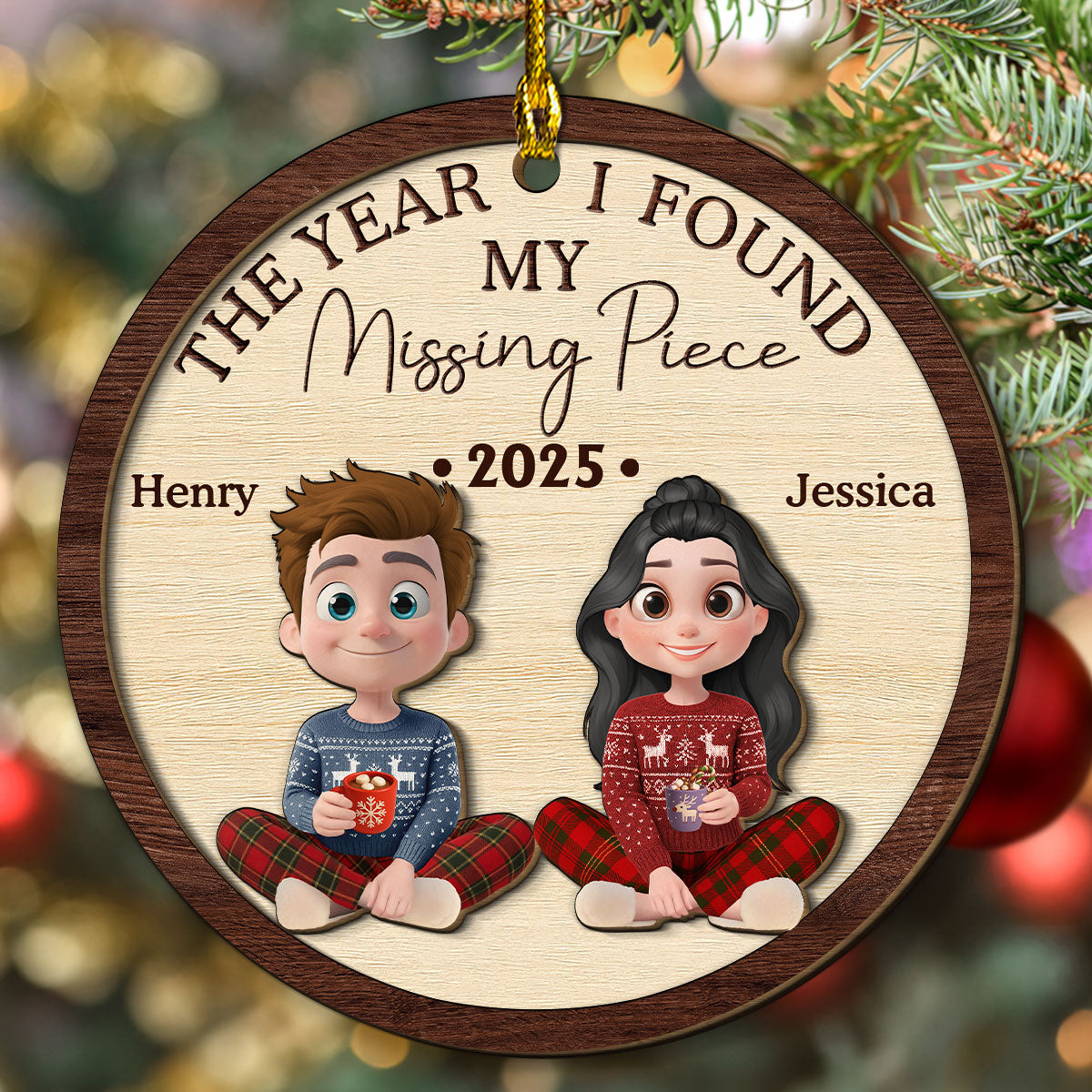 Custom Keepsake Christmas Ornament •  I Found My Love - Personalized Freeshape 2-Layered Wood Ornament