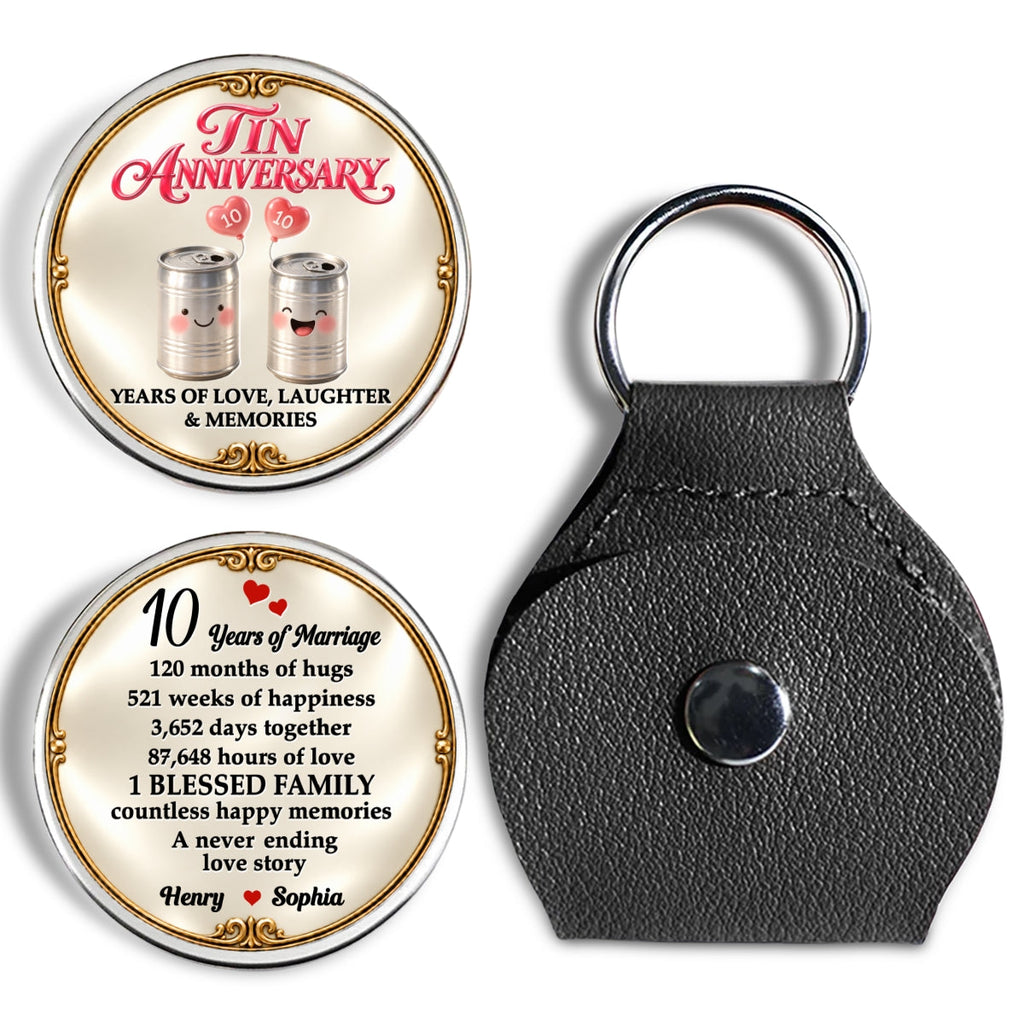 Custom Coin Keychain For Husband & Him, Anniversary Gifts • A Lifetime Marked By Love - Personalized 3D Printing Pocket Hug