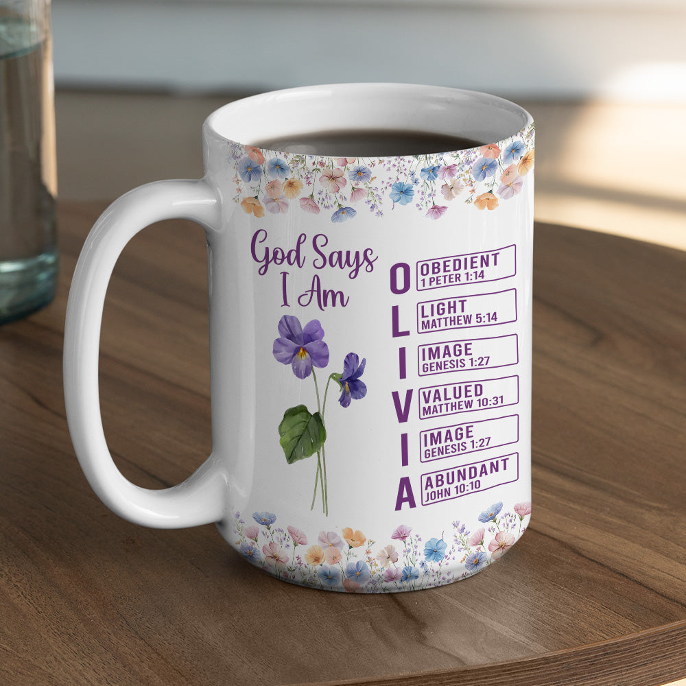 Custom Best Friend, Christmas & Birthday Friendship Keepsake Gift • God Says I Am Name - Personalized Coffee Mug