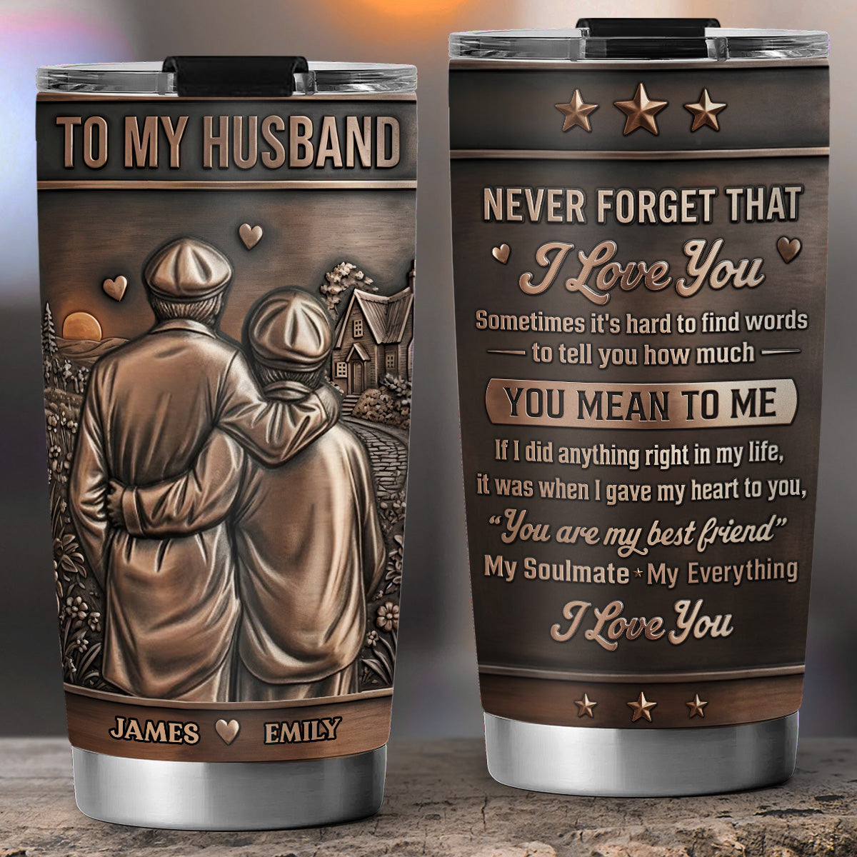 Custom Christmas Anniversary Gifts For Husband • My Love For Husband - Personalized 3D Effect Tumbler