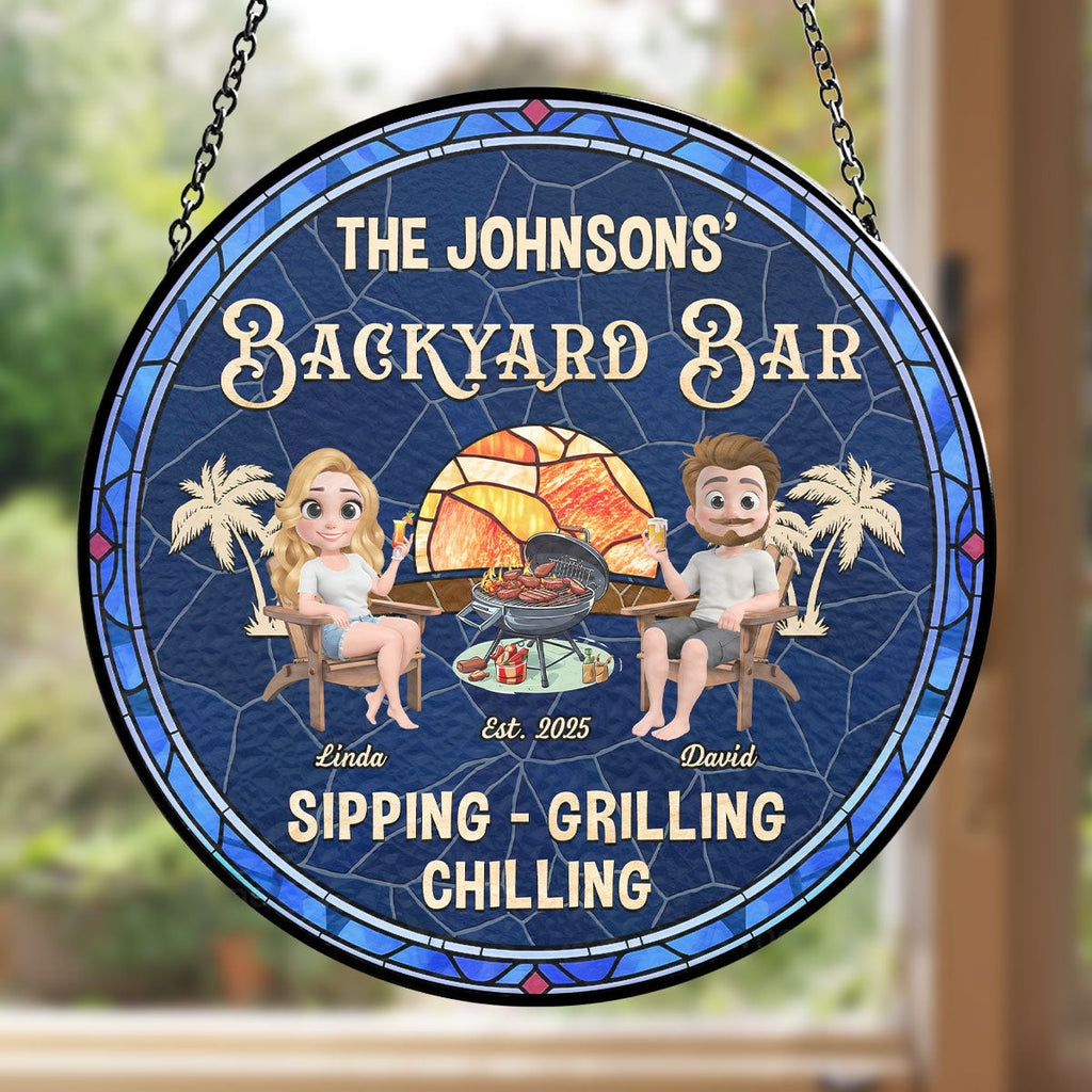 Custom Couple Hanging Decor, Anniversary Valentine's Day Gifts • We At Pool And Patio - Personalized Window Hanging Suncatcher