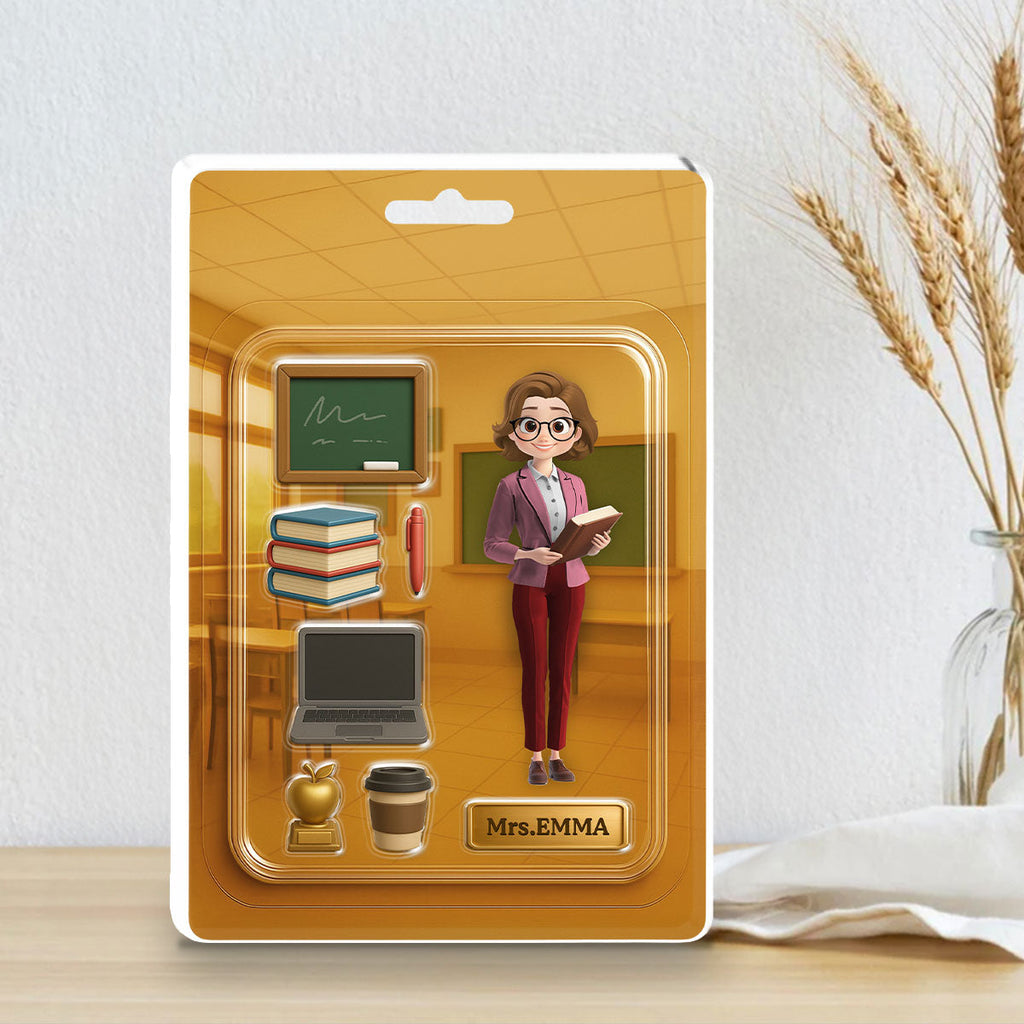 Custom Decor, Christmas Birthday Anniversary Gift Keepsake • Happy Teacher Figure - Personalized Acrylic Plaque