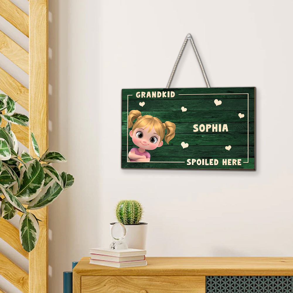 Custom Home & Wall Decor, Birthday & Christmas Gift • My Grandkids Spoiled Here- Personalized Wood Sign