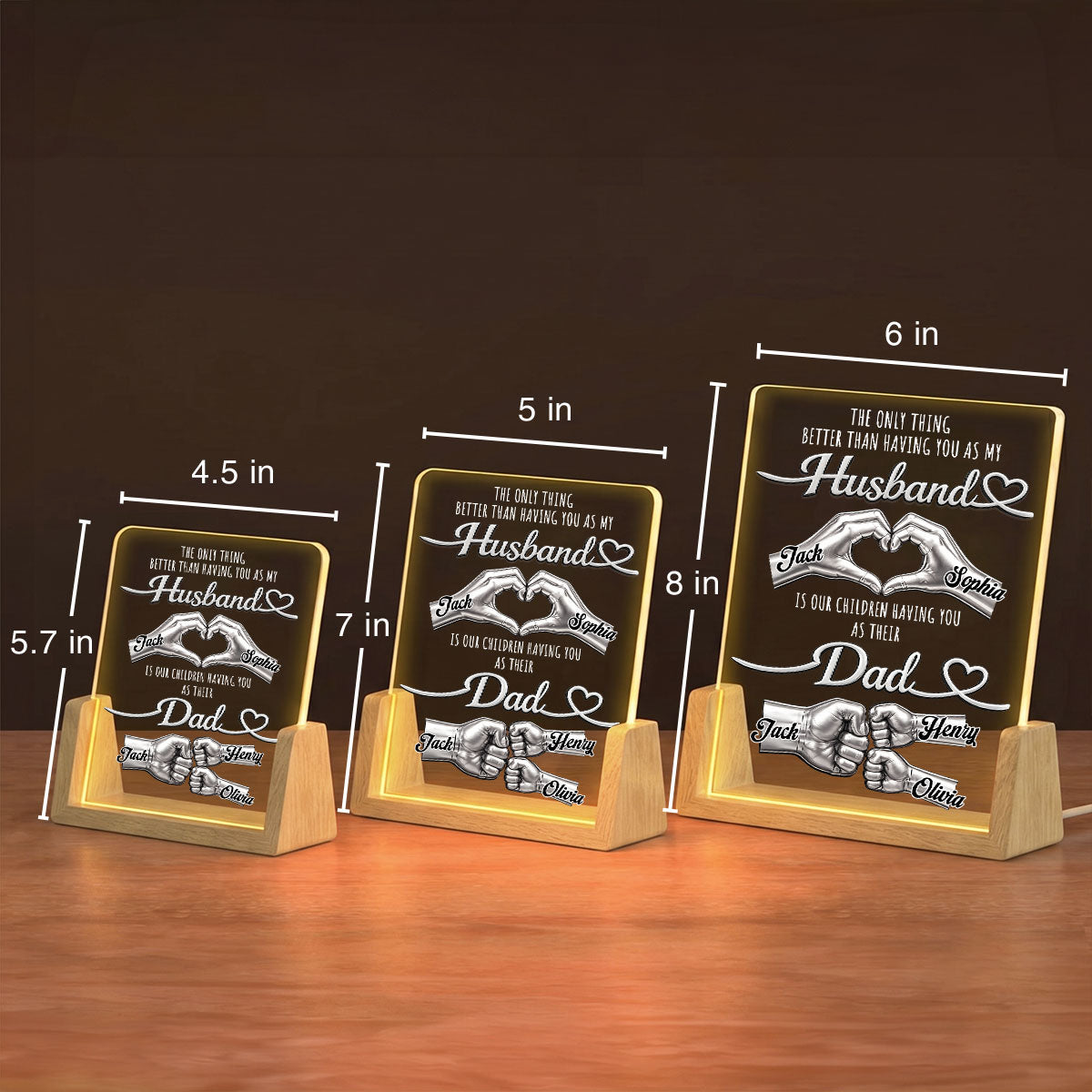 Custom Father's Day Gift for Dad Grandpa • Best Husband Best Dad - Personalized Night Light