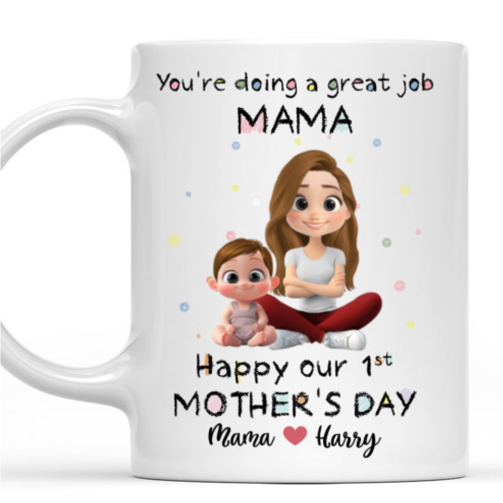 Custom First Mother's Day, Christmas Gift for New Mom • Mommy And Kid - Personalized Coffee Mug