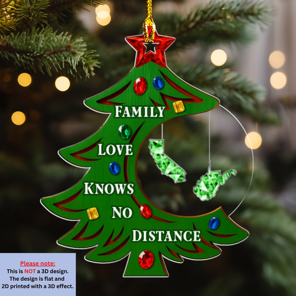 Custom Family Ornament, Christmas Gift for Family Members •  Family Together States - Personalized Acrylic Ornament