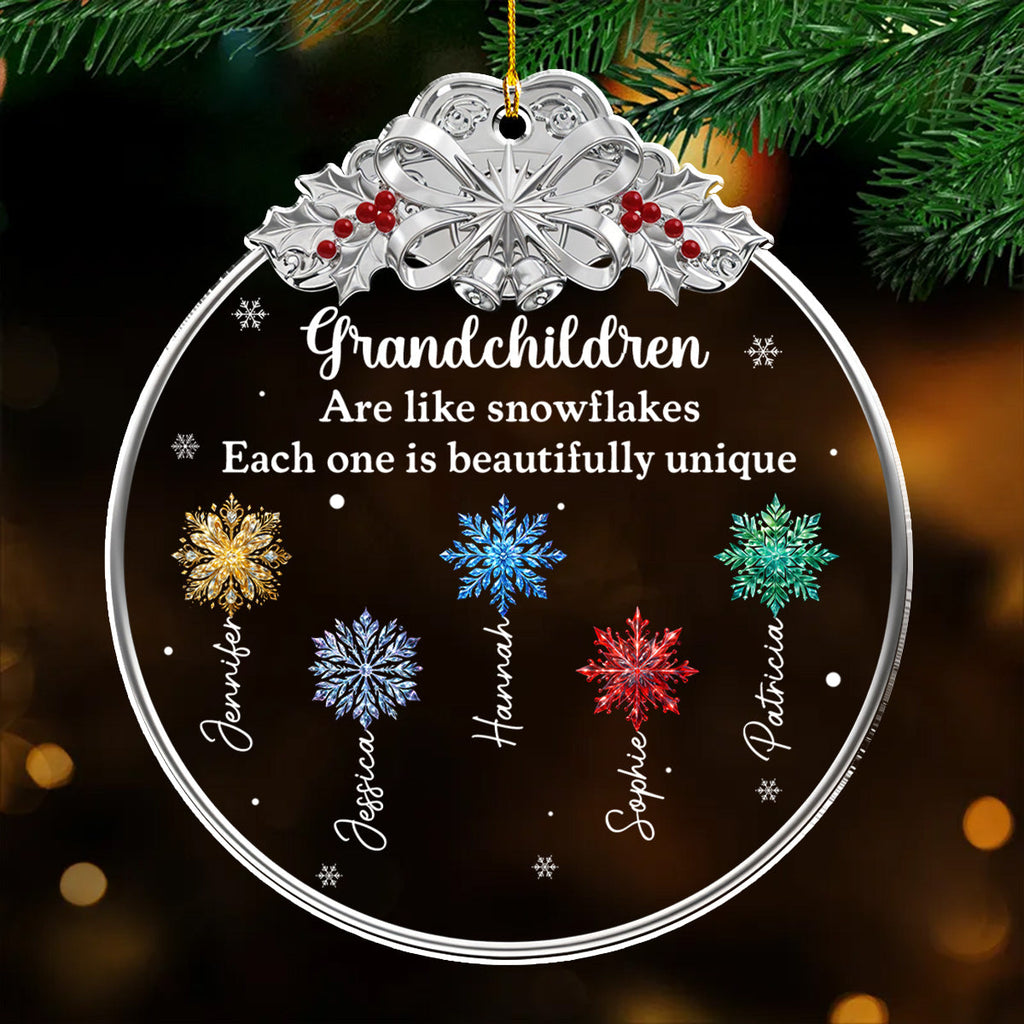 Custom Family Ornament, Christmas Gift for Family Members •  Grandchildren Are Like Snowflakes - Personalized 3D Effect Acrylic Ornament